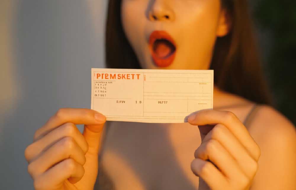 A close-up of a winning lottery ticket with highlighted numbers