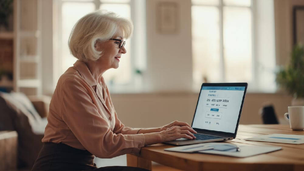 A retiree checking 401(k) contribution limits for 2024 on a computer