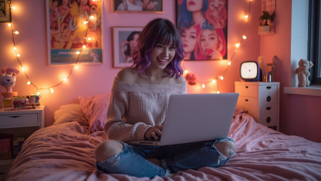 A 21-year-old K-pop fan hosting a virtual fan chat about BLACKPINK from his bedroom