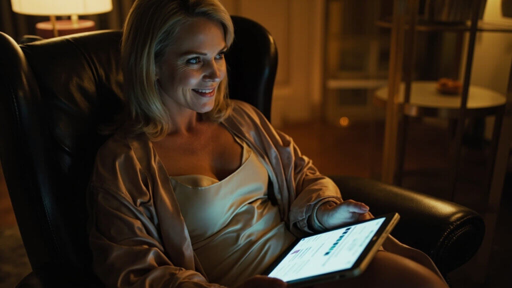 A retired man participating in paid online surveys from the comfort of his home