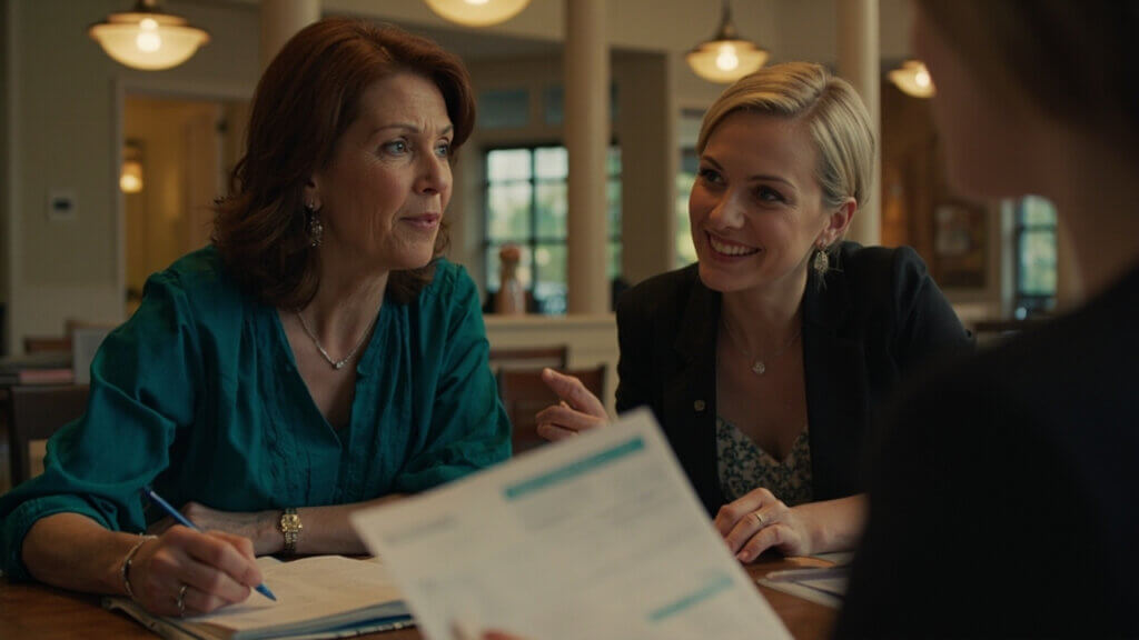 A woman in her 50s getting FAFSA guidance from a college financial aid advisor