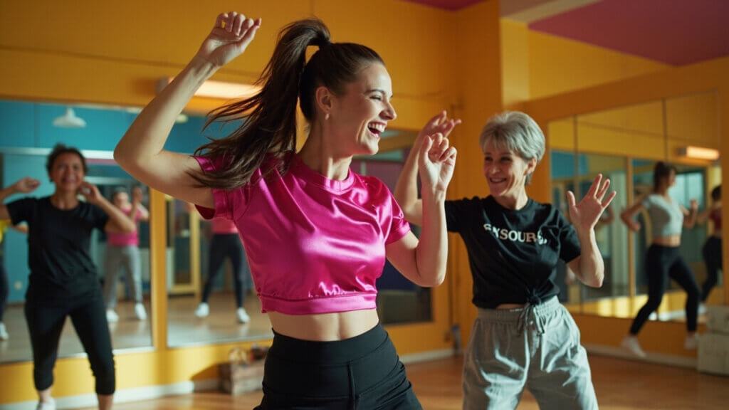 Adult K-pop fans in their 30s to 50s enjoying a community dance class together