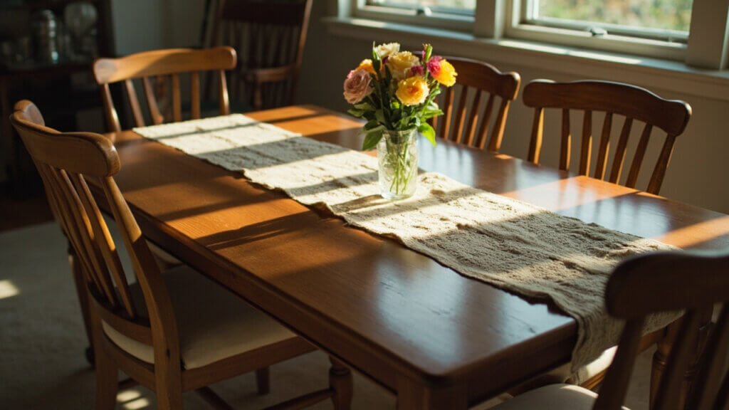 Vintage dining set listed for sale online during a downsizing process
